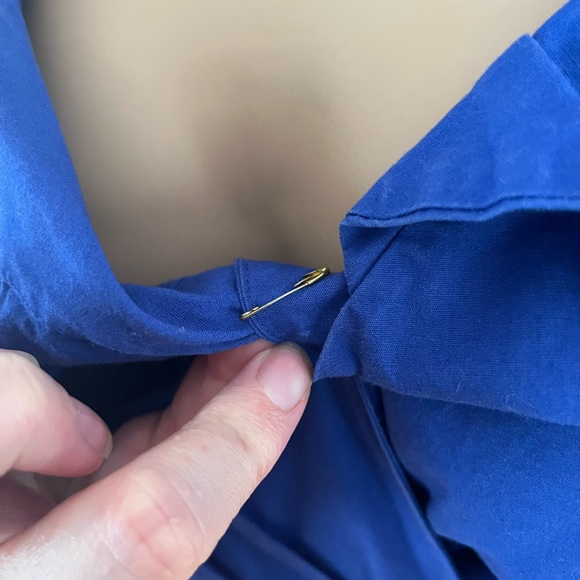 🔴 J. Crew dress size 4 small blue sleeveless ruffle cotton v neck - Picture 3 of 5